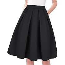 Tandisk Women's High Waist Flared Skirt Pleated Midi Skirt Tandisk Women's High Waist Flared Skirt Pleated Midi Skirt